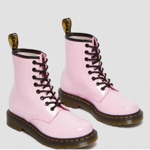 Dr. Martens 1460 Patent Lampers Pale Pink lace Up Boots